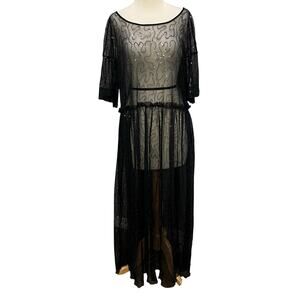 Zara Tulle Maxi Dress Women S Black Sequin Sheer Mesh Witchy Whimsygoth Romantic